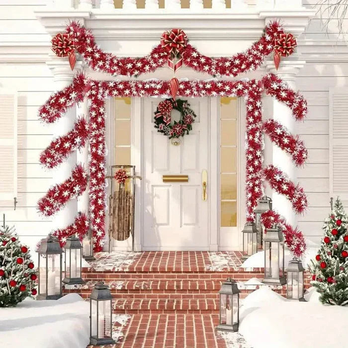 Guirlanda de Natal Vermelha Artificial com Cristais Decorativos