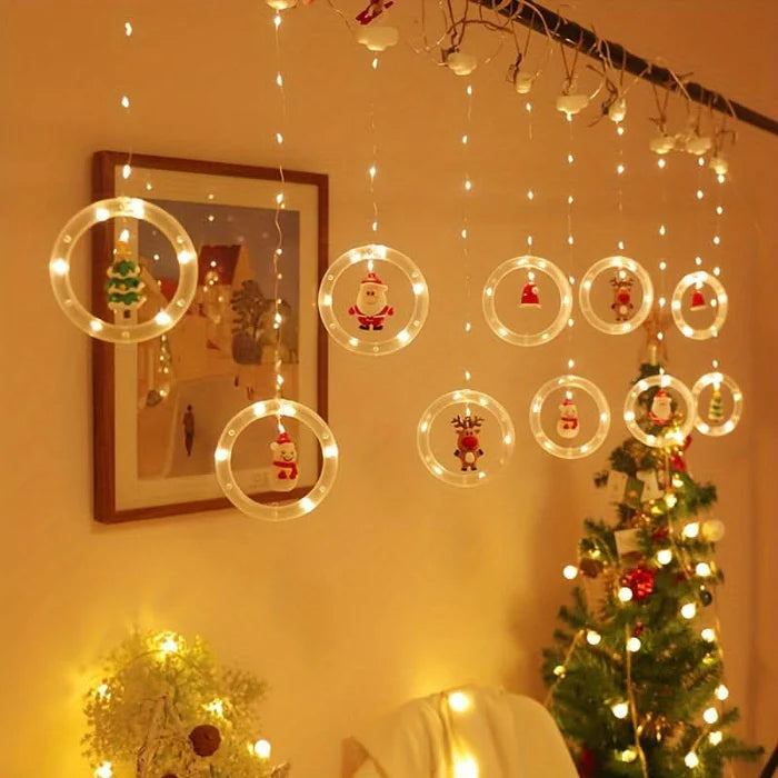 Decoração Natalina LED Colorida do Papai Noel para janela com Conexão USB
