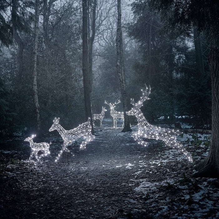 Conjunto de 5 Renas Natalinas Iluminadas com LEDs Bicolor – Encanto e Luz para Sua Decoração de Natal