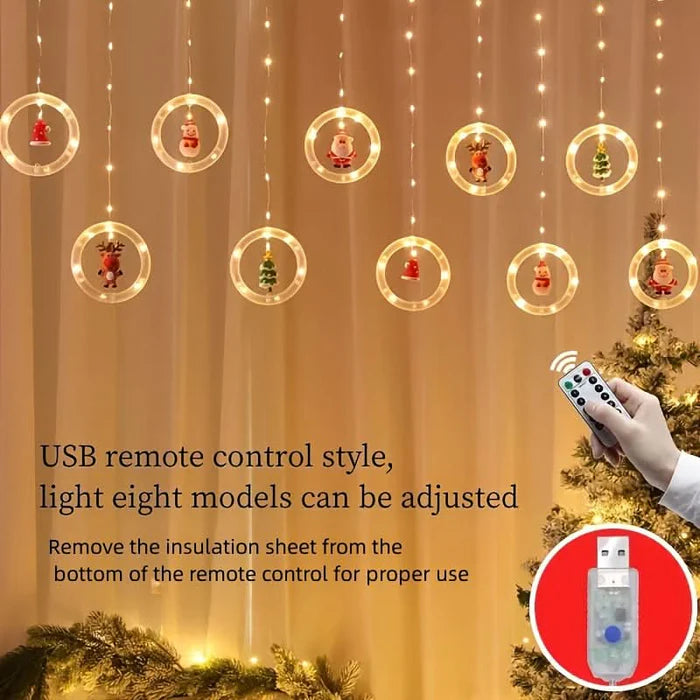 Decoração Natalina LED Colorida do Papai Noel para janela com Conexão USB