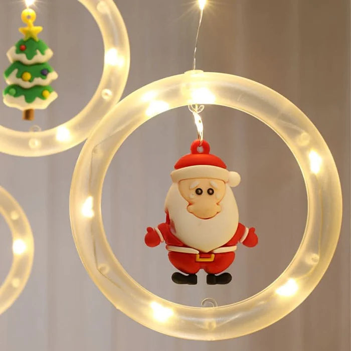 Decoração Natalina LED Colorida do Papai Noel para janela com Conexão USB