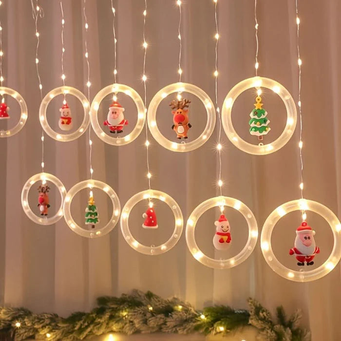 Decoração Natalina LED Colorida do Papai Noel para janela com Conexão USB