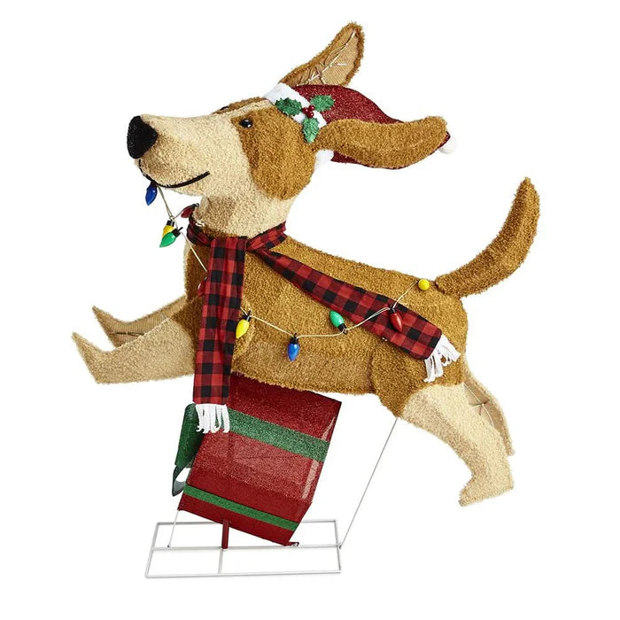 Cachorrinho de Natal Alegre com 144 LEDs Coloridos – Diversão e Luz para Sua Decoração