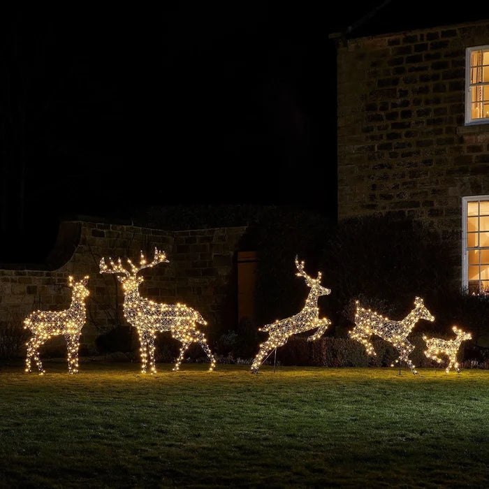 Conjunto de 5 Renas Natalinas Iluminadas com LEDs Bicolor – Encanto e Luz para Sua Decoração de Natal