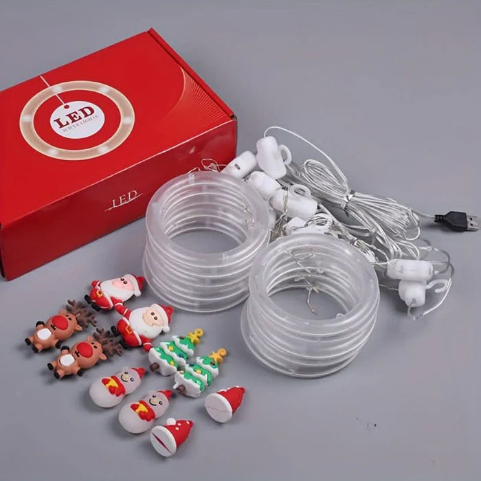 Decoração Natalina LED Colorida do Papai Noel para janela com Conexão USB