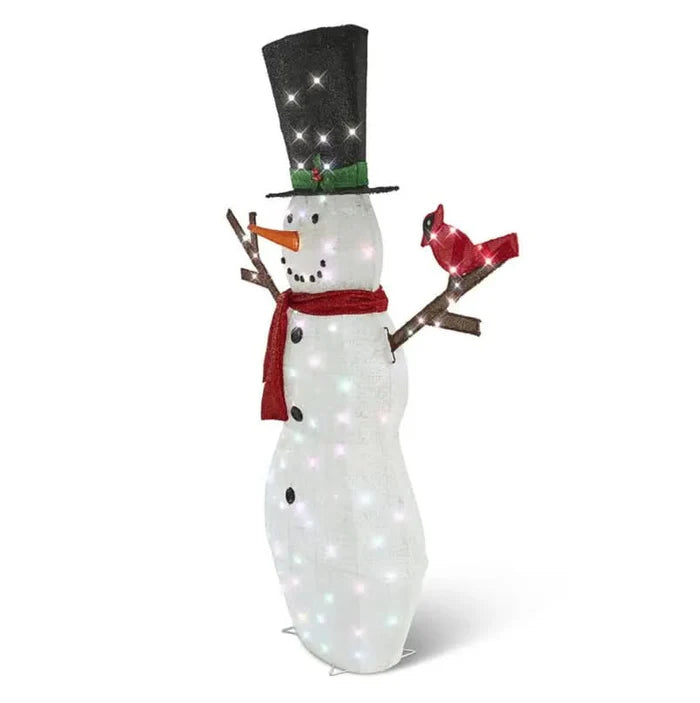 Boneco de Neve Iluminado com 100 LEDs Multicoloridos – 1,82 m de Altura para um Natal Vibrante e Alegre