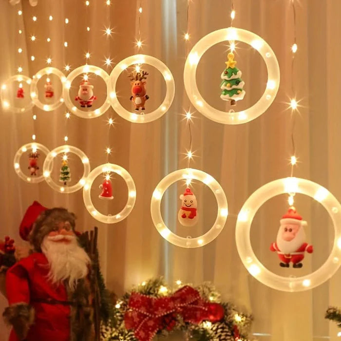 Decoração Natalina LED Colorida do Papai Noel para janela com Conexão USB