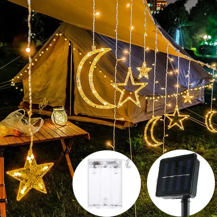 Iluminação Solar LED Lua e Estrela - Encanto Natalino