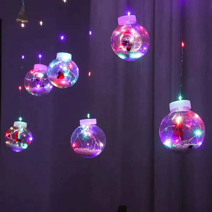 Decoração de Natal com Cortina de Luzes LED em Formato de Bolinhas