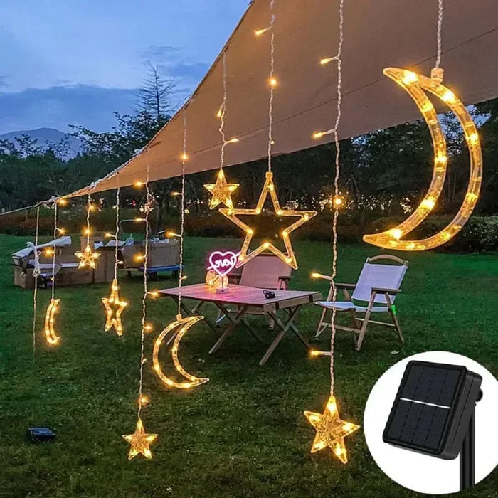 Iluminação Solar LED Lua e Estrela - Encanto Natalino