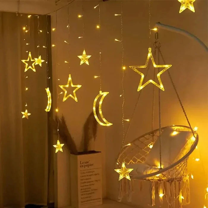 Iluminação Solar LED Lua e Estrela - Encanto Natalino