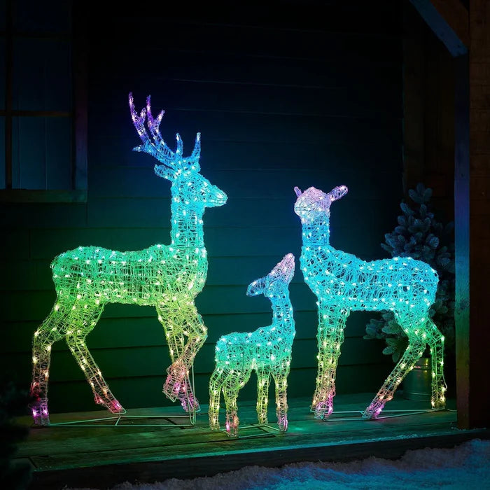 Conjunto de Renas com Iluminação LED RGB Inteligente e Controle via Wi-Fi – Inovação e Elegância para Seu Natal