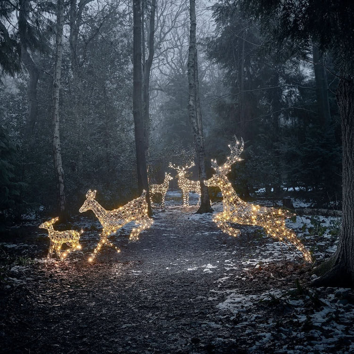 Conjunto de 5 Renas Natalinas Iluminadas com LEDs Bicolor – Encanto e Luz para Sua Decoração de Natal