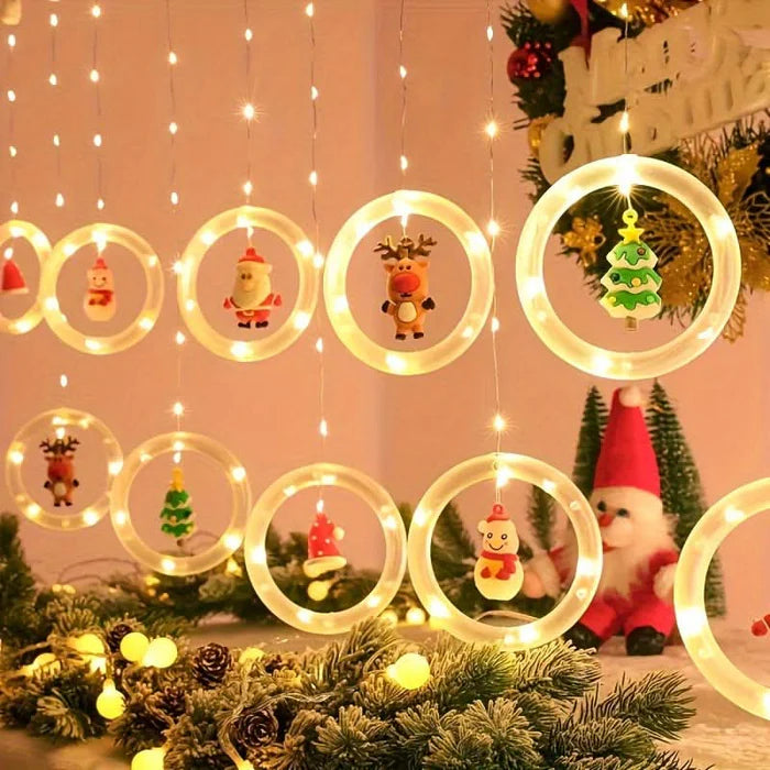 Decoração Natalina LED Colorida do Papai Noel para janela com Conexão USB