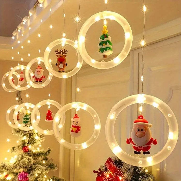 Decoração Natalina LED Colorida do Papai Noel para janela com Conexão USB