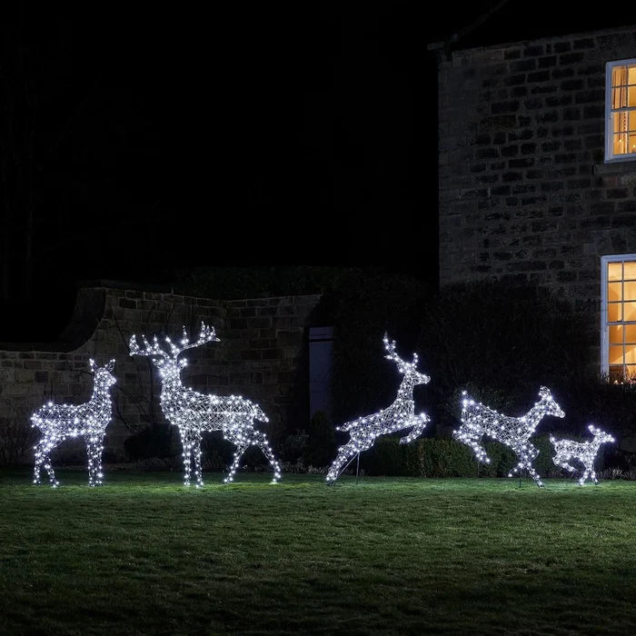 Conjunto de 5 Renas Natalinas Iluminadas com LEDs Bicolor – Encanto e Luz para Sua Decoração de Natal