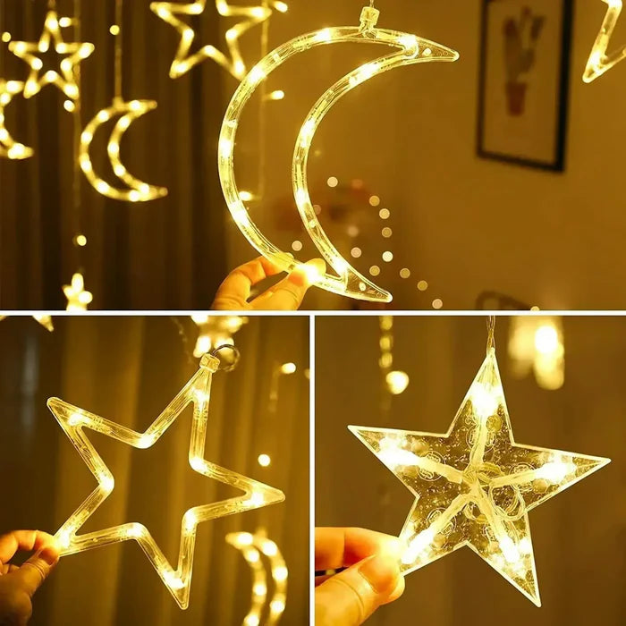 Iluminação Solar LED Lua e Estrela - Encanto Natalino