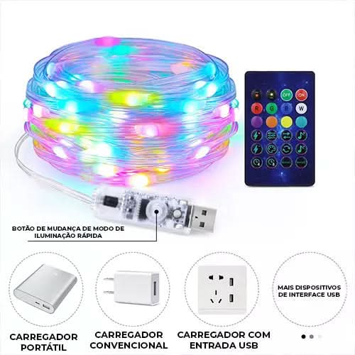 Pisca-Pisca LED Natalino Smart - Controle via Celular com 16 Milhões de Cores