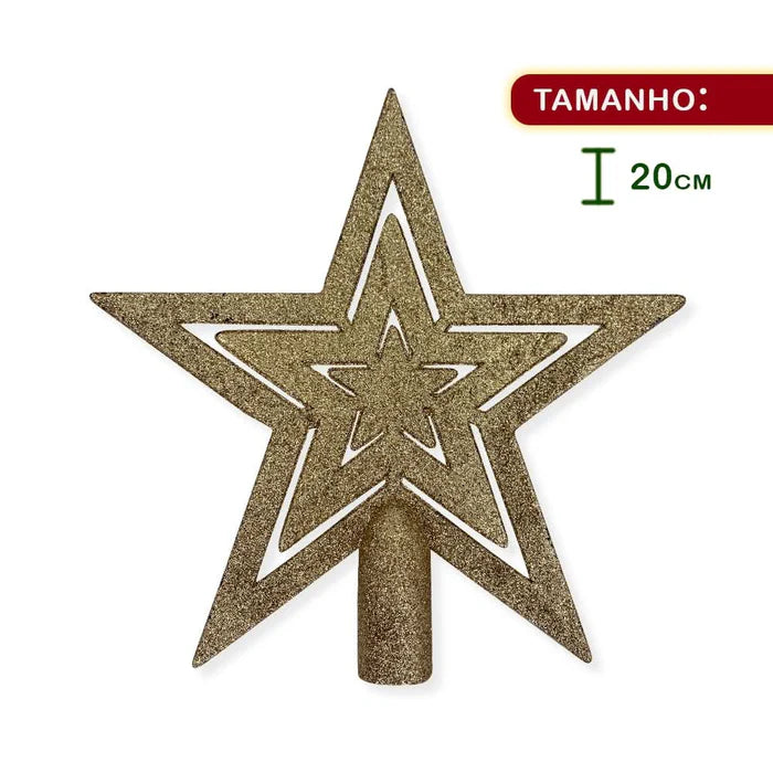 Conjunto Completo de Enfeites de Natal - Bolas e Estrelas em Tons Dourados e Vermelhos