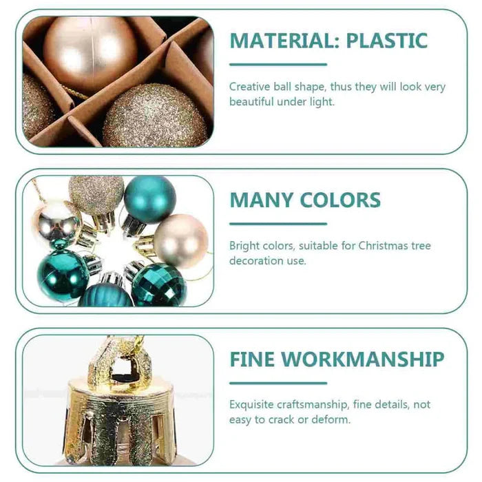 Conjunto com 64 Bolas de Natal nas Cores Ouro e Azul