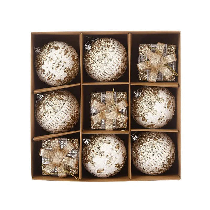 Conjunto com 9 Bolas de Natal de 8 cm -  Elegância e Cor para sua Decoração
