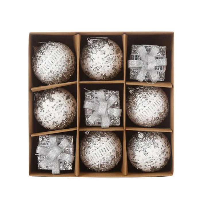 Conjunto com 9 Bolas de Natal de 8 cm -  Elegância e Cor para sua Decoração