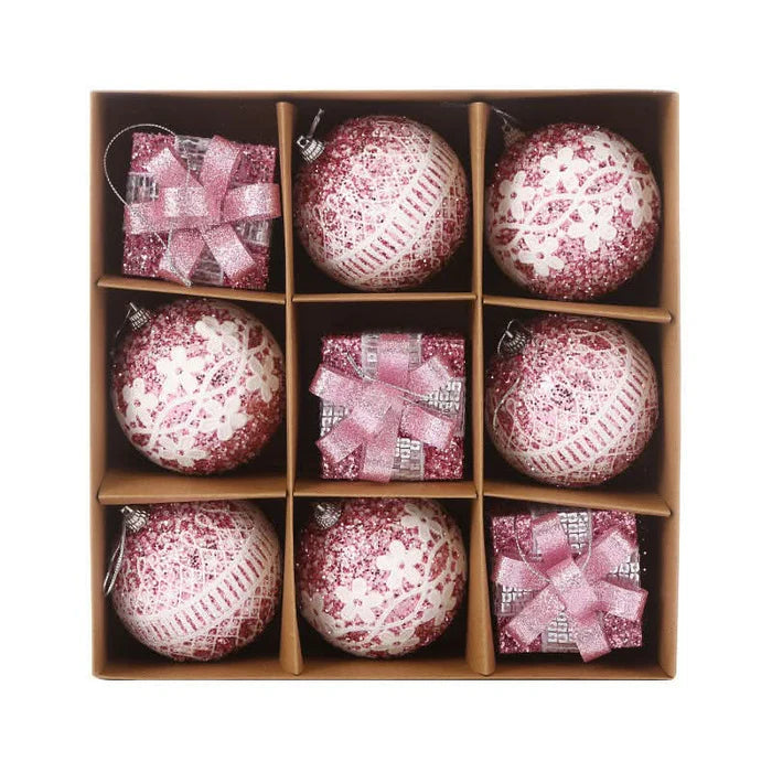 Conjunto com 9 Bolas de Natal de 8 cm -  Elegância e Cor para sua Decoração