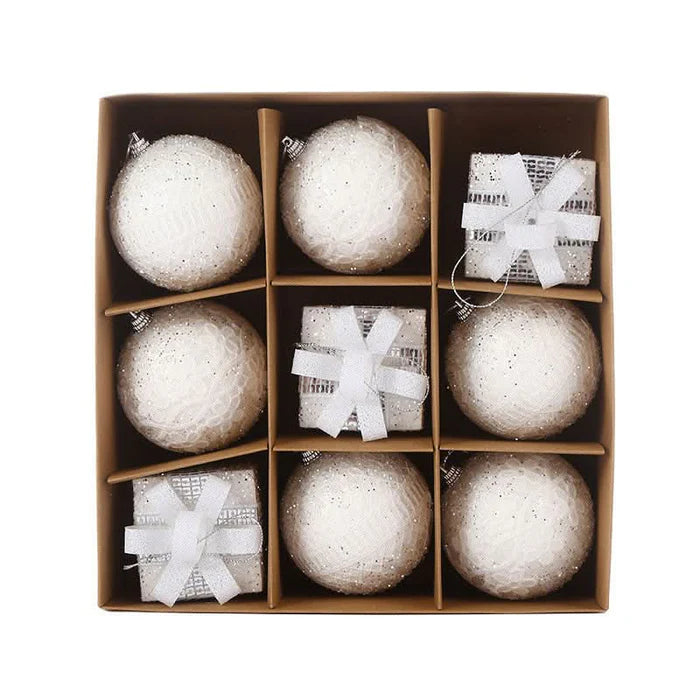 Conjunto com 9 Bolas de Natal de 8 cm -  Elegância e Cor para sua Decoração