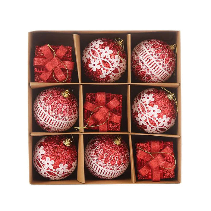 Conjunto com 9 Bolas de Natal de 8 cm -  Elegância e Cor para sua Decoração