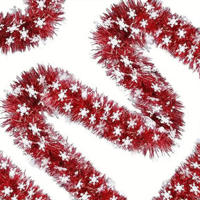 Guirlanda de Natal Vermelha Artificial com Cristais Decorativos