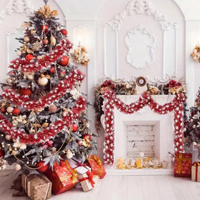Guirlanda de Natal Vermelha Artificial com Cristais Decorativos