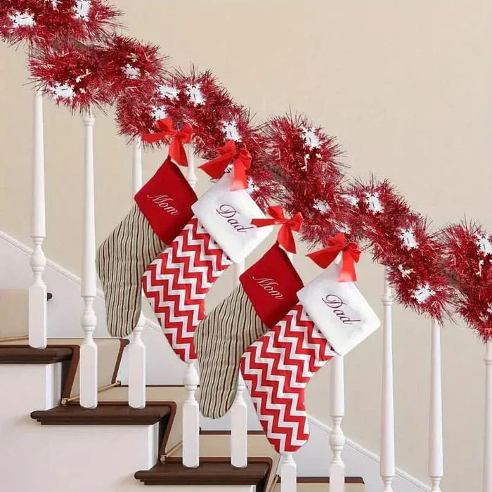 Guirlanda de Natal Vermelha Artificial com Cristais Decorativos