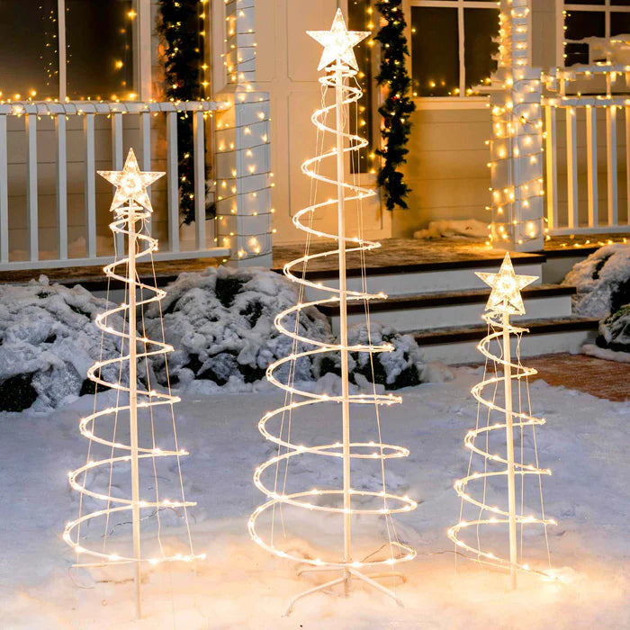 Trio de Árvores de Natal Espiral com Luzes LED Integradas