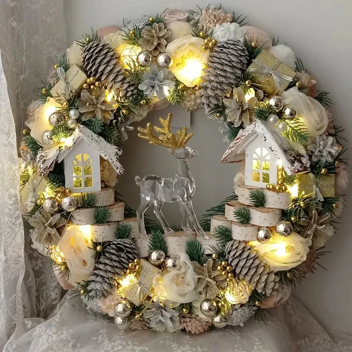 Guirlanda Natalina Luxuosa de 55 cm com LED – Elegância e Brilho para Sua Decoração