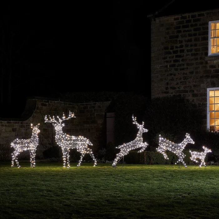 Conjunto de 5 Renas Natalinas Iluminadas com LEDs Bicolor – Encanto e Luz para Sua Decoração de Natal