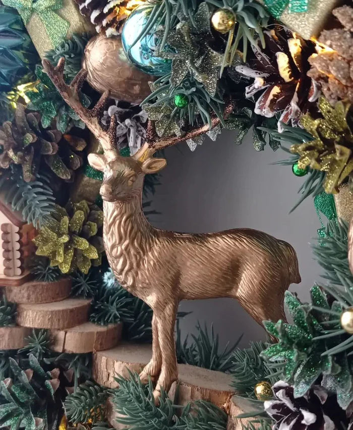 Guirlanda Natalina Luxuosa de 65 cm com Iluminação LED – Sofisticação e Brilho para Sua Decoração
