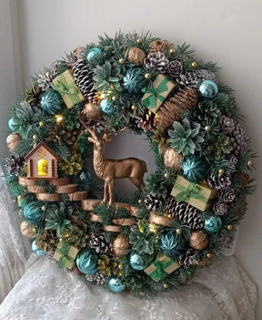Guirlanda Natalina Luxuosa de 65 cm com Iluminação LED – Sofisticação e Brilho para Sua Decoração