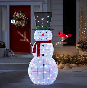 Boneco de Neve Iluminado com 100 LEDs Multicoloridos – 1,82 m de Altura para um Natal Vibrante e Alegre