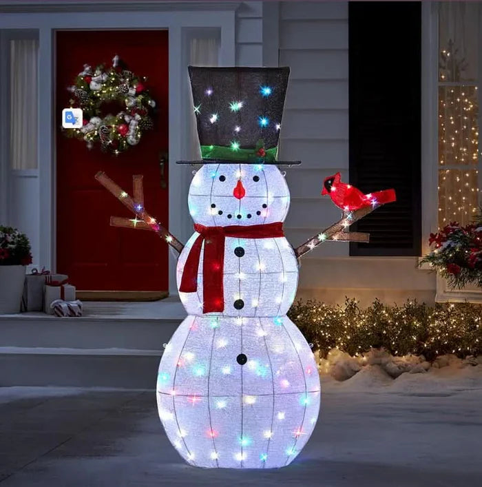 Boneco de Neve Iluminado com 100 LEDs Multicoloridos – 1,82 m de Altura para um Natal Vibrante e Alegre
