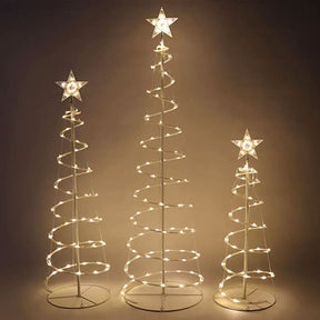 Trio de Árvores de Natal Espiral com Luzes LED Integradas