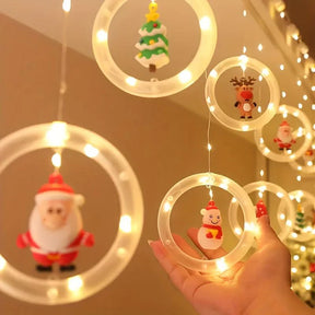 Decoração Natalina LED Colorida do Papai Noel para janela com Conexão USB