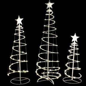 Trio de Árvores de Natal Espiral com Luzes LED Integradas