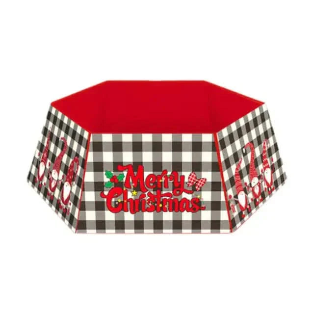 Saia Estampada para Árvore de Natal -  Base Decorativa 60x40x25 cm