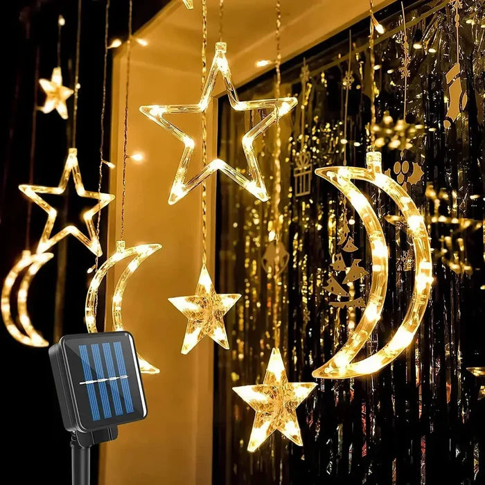 Iluminação Solar LED Lua e Estrela - Encanto Natalino