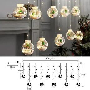 Decoração de Natal com Cortina de Luzes LED em Formato de Bolinhas