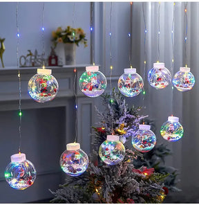 Decoração de Natal com Cortina de Luzes LED em Formato de Bolinhas