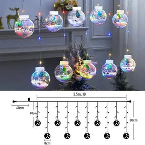 Decoração de Natal com Cortina de Luzes LED em Formato de Bolinhas