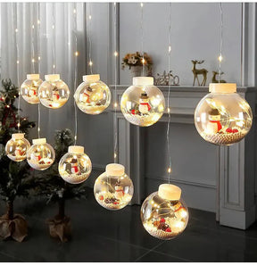 Decoração de Natal com Cortina de Luzes LED em Formato de Bolinhas