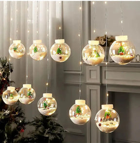 Decoração de Natal com Cortina de Luzes LED em Formato de Bolinhas