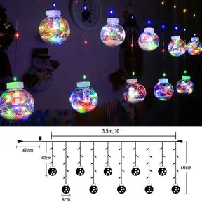 Decoração de Natal com Cortina de Luzes LED em Formato de Bolinhas